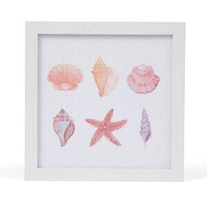 Cottage Shore - The Watercolor Shells Framed Sign - White